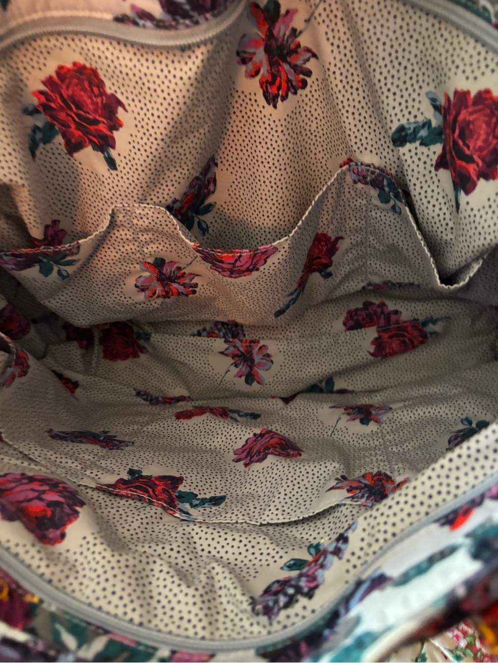 Vera Bradley Quilted Floral Tote in Plum, Pink, Teal - Picture 2 of 6